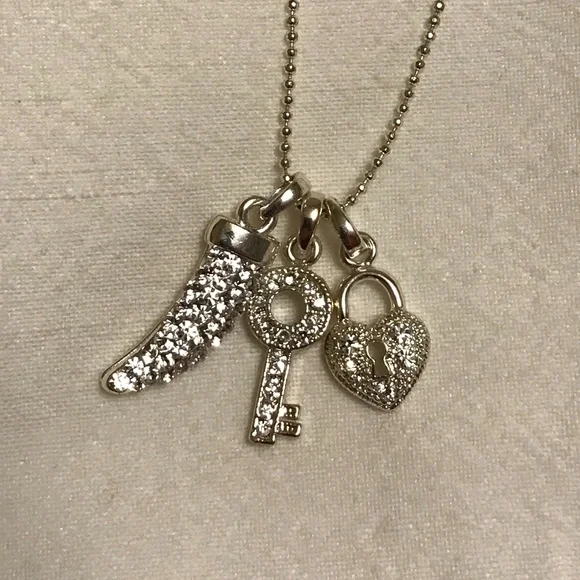 Charm Necklace - Claw, Key, Heart Lock - Silver Tone, New - Picture 2 of 4